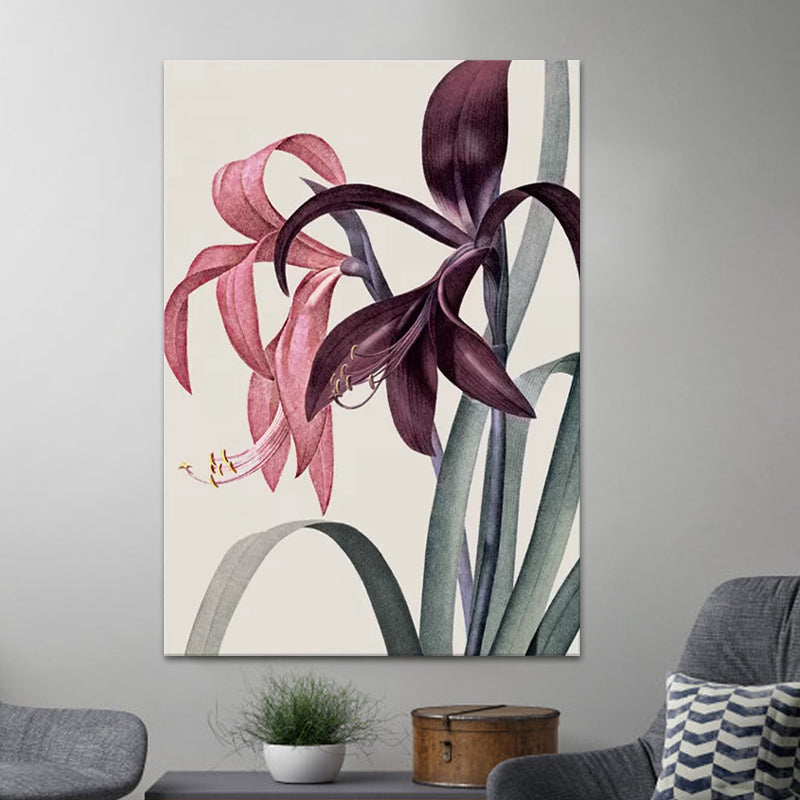 Still Life Flowers Painting Canvas Print Modern Textured Wall Art for Girls Room