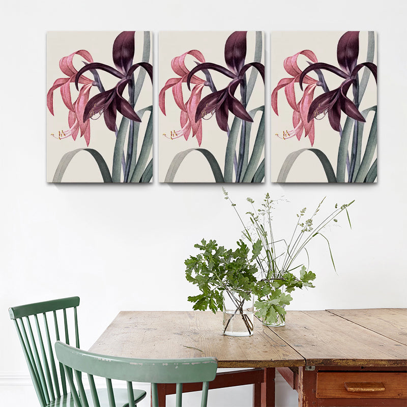 Still Life Flowers Painting Canvas Print Modern Textured Wall Art for Girls Room