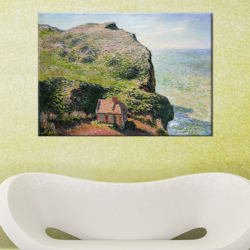 Modern Seascape Wall Art Decor Green House on the Cliff Painting for Home Gallery