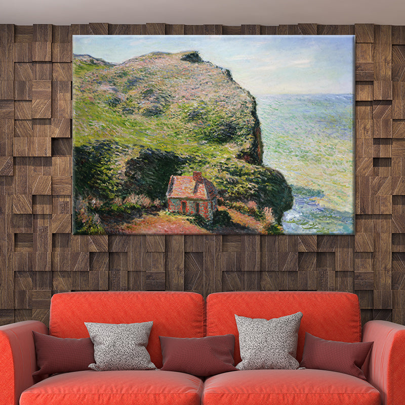 Modern Seascape Wall Art Decor Green House on the Cliff Painting for Home Gallery