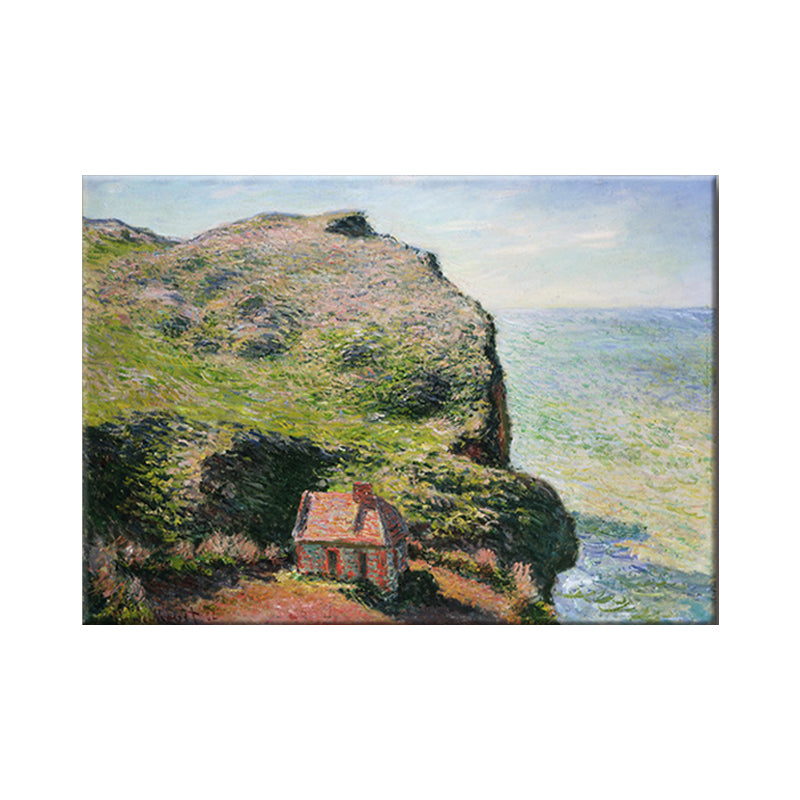 Modern Seascape Wall Art Decor Green House on the Cliff Painting for Home Gallery