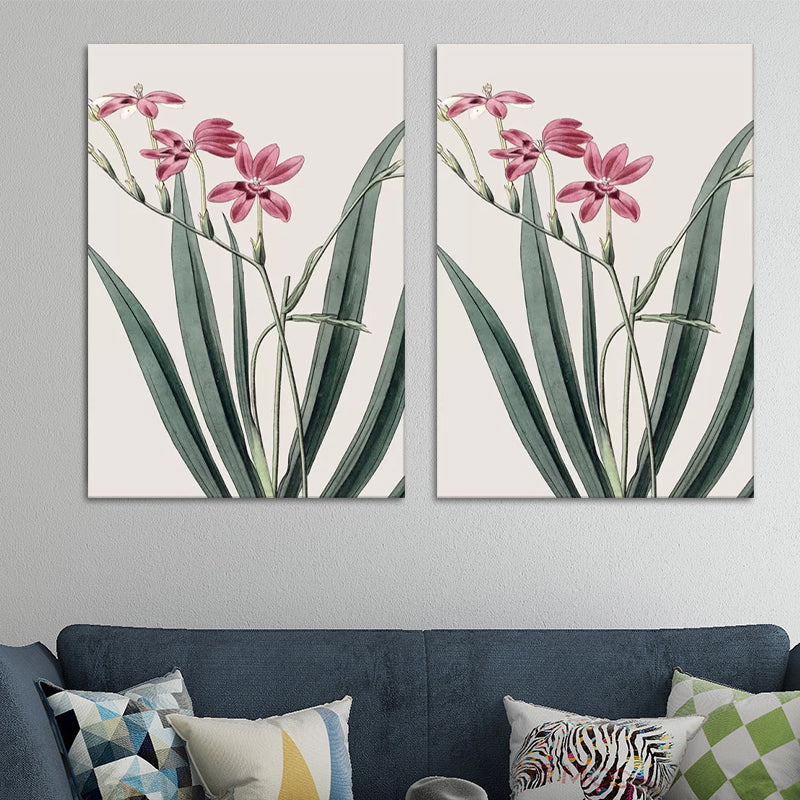 Flowers Canvas Wall Art Textured Surface Minimalistic Girls Living Room Painting