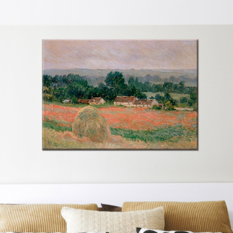 Picturesque Haystack Painting Wall Art for Bedroom Rural Landscape Wrapped Canvas