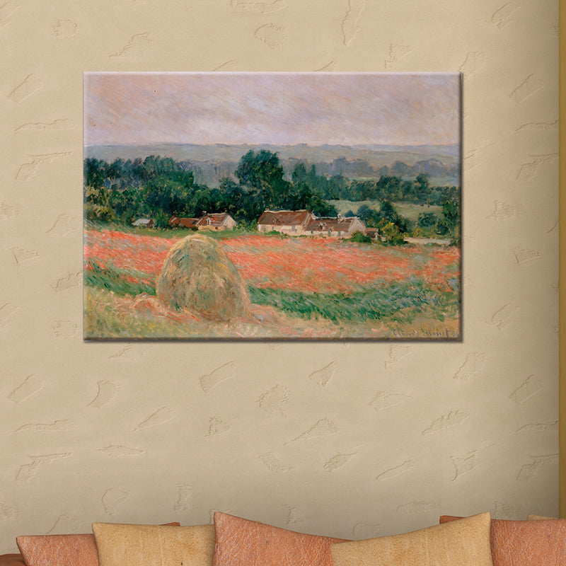 Picturesque Haystack Painting Wall Art for Bedroom Rural Landscape Wrapped Canvas