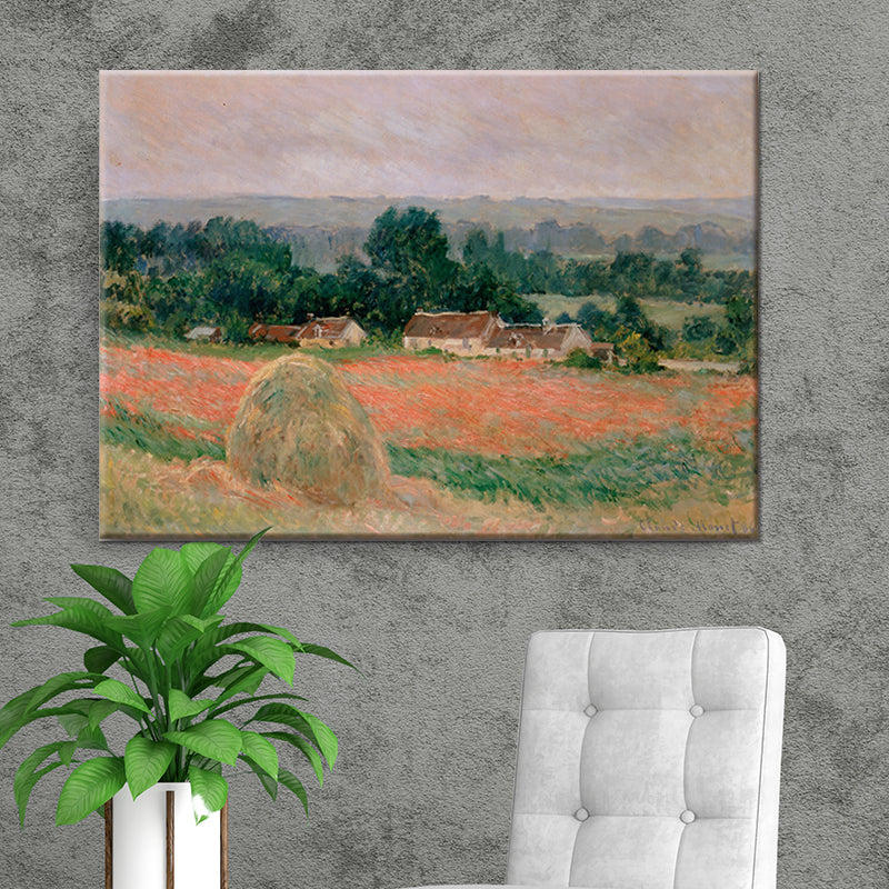 Picturesque Haystack Painting Wall Art for Bedroom Rural Landscape Wrapped Canvas