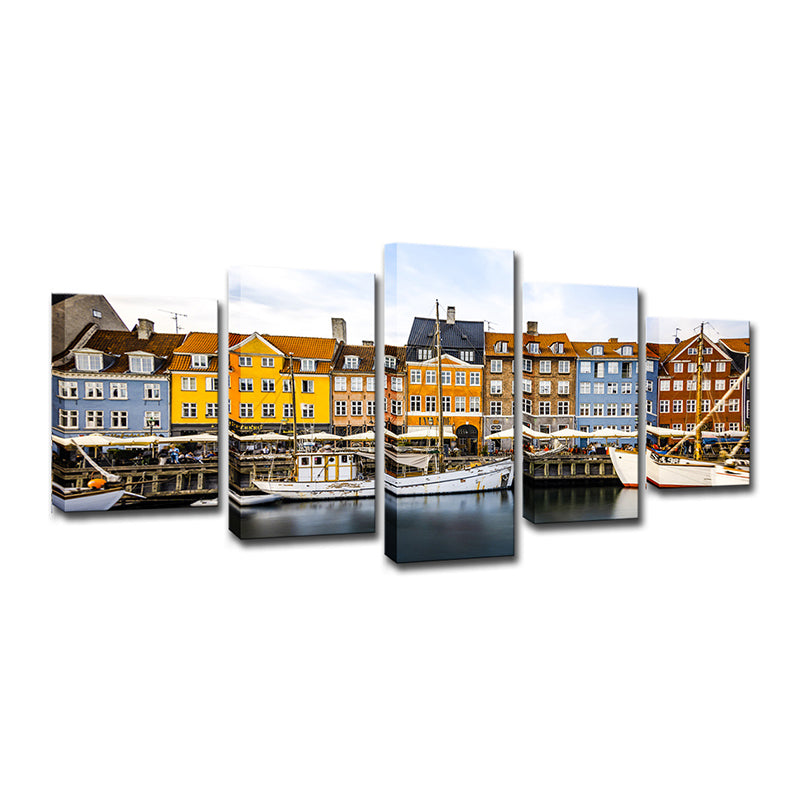 Venice Landscape Wall Art Modern Multi-Piece Canvas in Yellow-Brown for Home