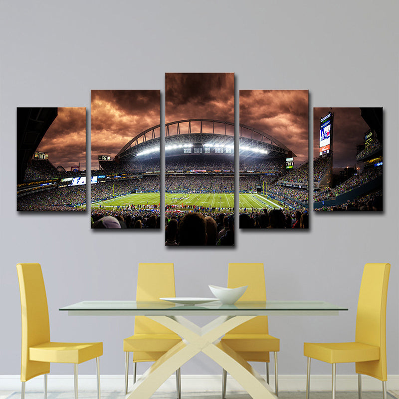 Photo-Print Overcrowded Stadium Canvas Art for Dining Room, Brown, Multiple-Piece