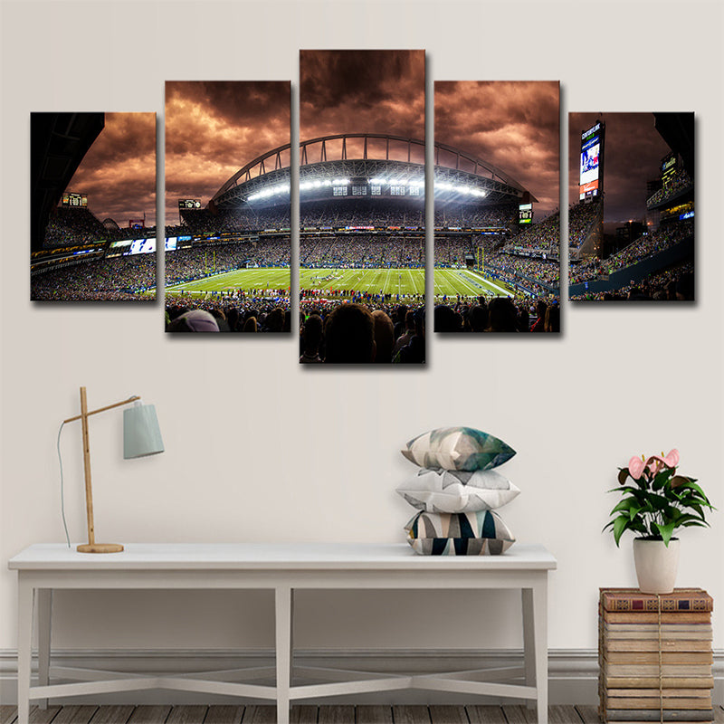 Photo-Print Overcrowded Stadium Canvas Art for Dining Room, Brown, Multiple-Piece