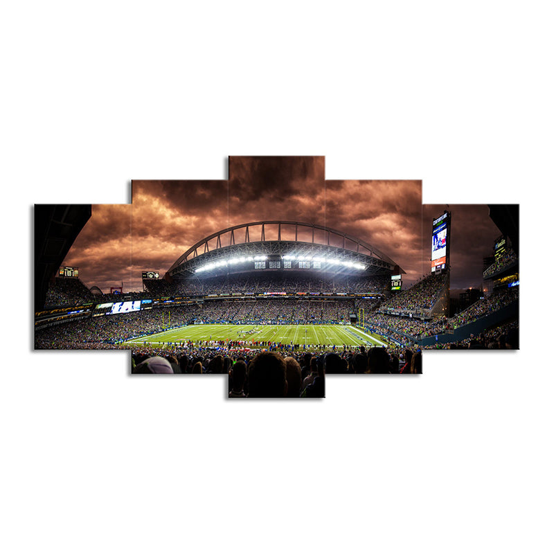 Photo-Print Overcrowded Stadium Canvas Art for Dining Room, Brown, Multiple-Piece