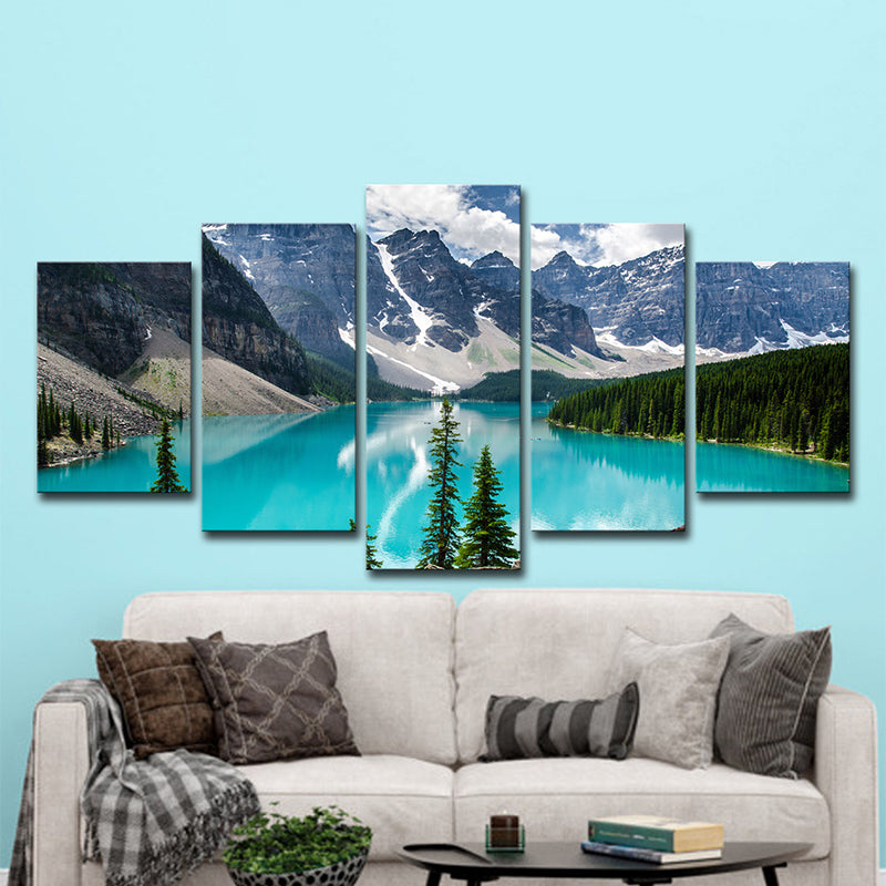 Photography Mountain and River Art Print for Home, Blue and Green, Multiple-Piece