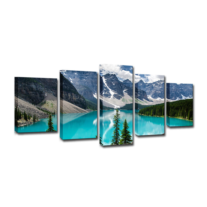 Photography Mountain and River Art Print for Home, Blue and Green, Multiple-Piece