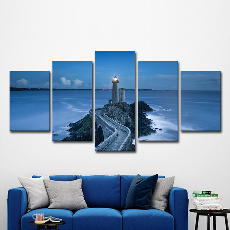 Blue Seascape Lighthouse Wall Art Print Multi-Piece Wall Decoration for Family Room