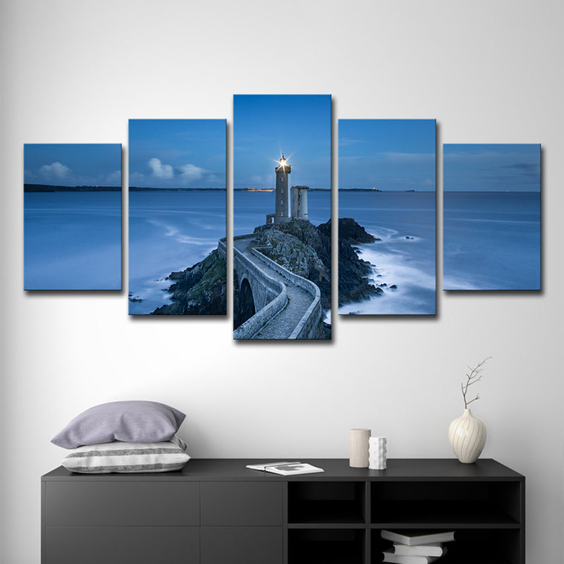 Blue Seascape Lighthouse Wall Art Print Multi-Piece Wall Decoration for Family Room