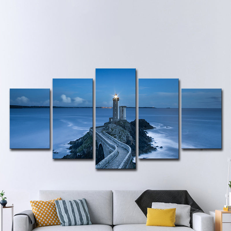 Blue Seascape Lighthouse Wall Art Print Multi-Piece Wall Decoration for Family Room