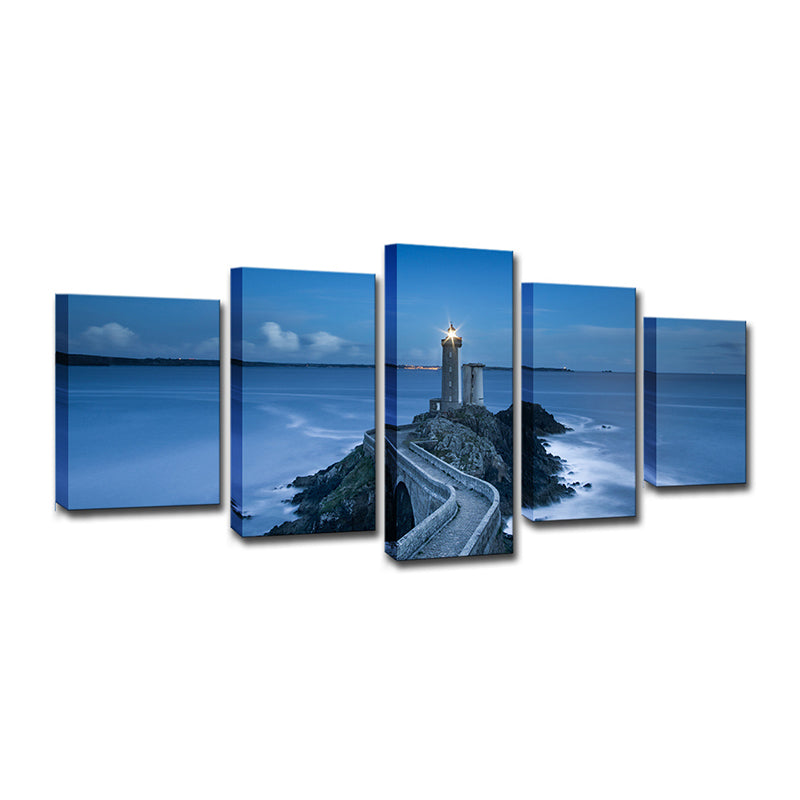 Blue Seascape Lighthouse Wall Art Print Multi-Piece Wall Decoration for Family Room