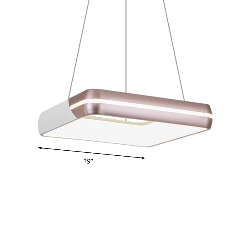 Square Hanging Lighting Modern Metal LED Rose Gold Suspension Pendant Light for Dining Room