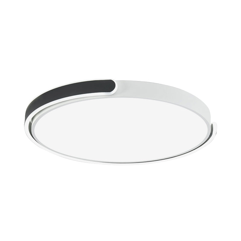 Black/White/Champagne Disk Flush Ceiling Light with Acrylic Shade Modern LED 15"/19"/23" Dia Bedroom Ceiling Light Fixture in Warm/White