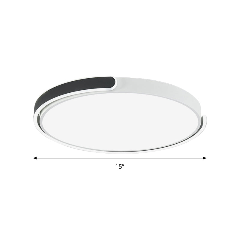 Black/White/Champagne Disk Flush Ceiling Light with Acrylic Shade Modern LED 15"/19"/23" Dia Bedroom Ceiling Light Fixture in Warm/White