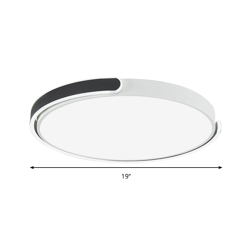 Black/White/Champagne Disk Flush Ceiling Light with Acrylic Shade Modern LED 15"/19"/23" Dia Bedroom Ceiling Light Fixture in Warm/White