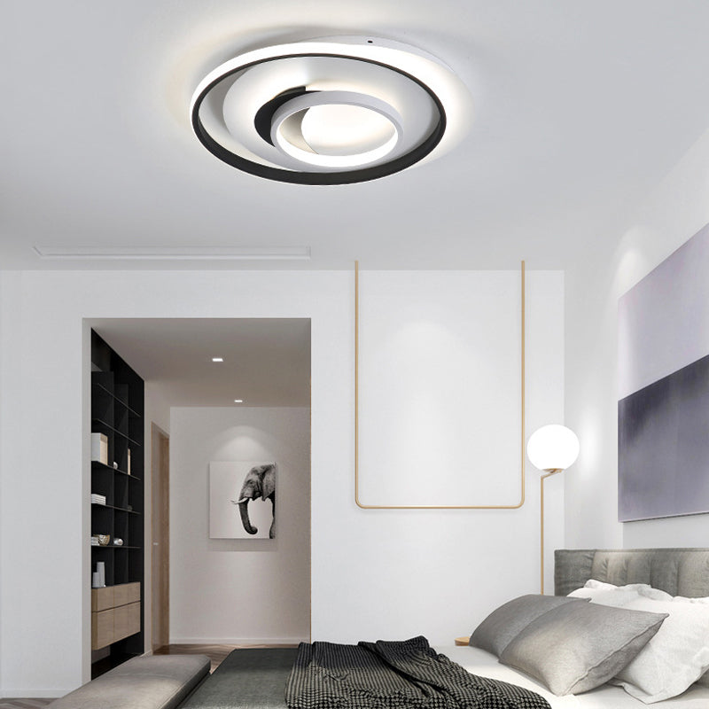 Apparecchio di illuminazione a soffitto moderno a incasso in acrilico rotondo da 18 "/21,5" con diametro a LED nero a luce calda/bianca