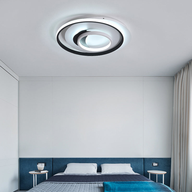 Apparecchio di illuminazione a soffitto moderno a incasso in acrilico rotondo da 18 "/21,5" con diametro a LED nero a luce calda/bianca