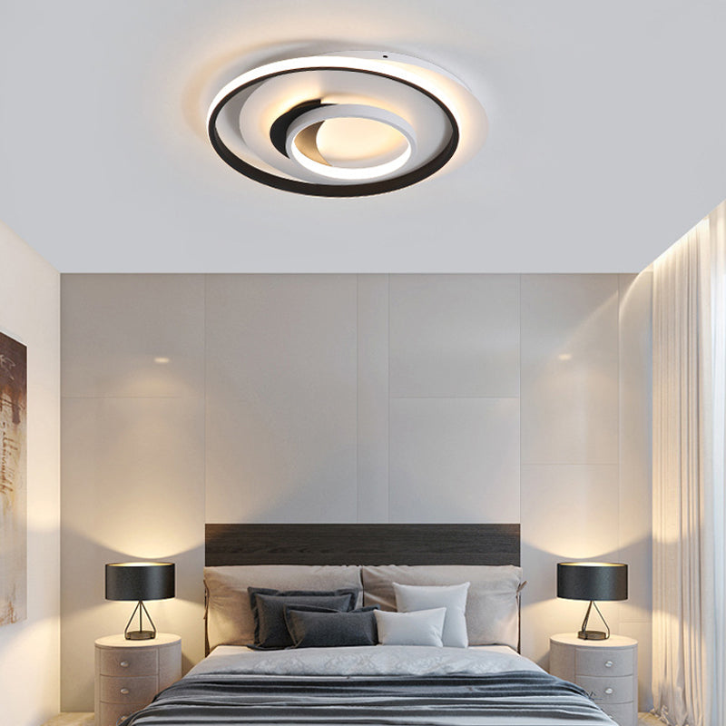 Apparecchio di illuminazione a soffitto moderno a incasso in acrilico rotondo da 18 "/21,5" con diametro a LED nero a luce calda/bianca