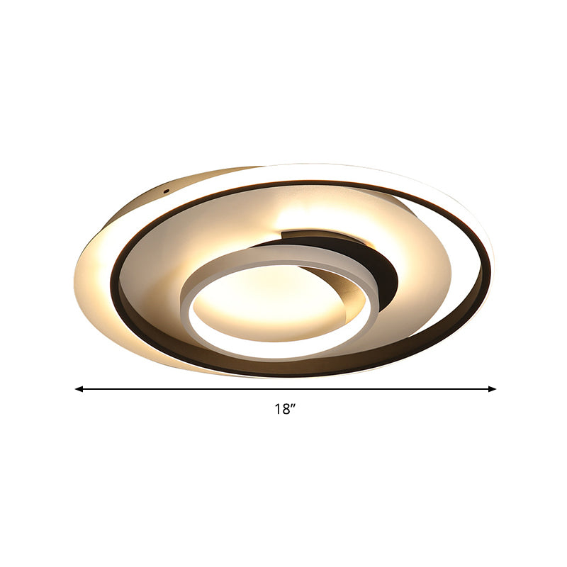 Plafonnier LED rond en acrylique de 18 "/ 21,5" de diamètre, plafonnier moderne à LED noir, lumière chaude/blanche