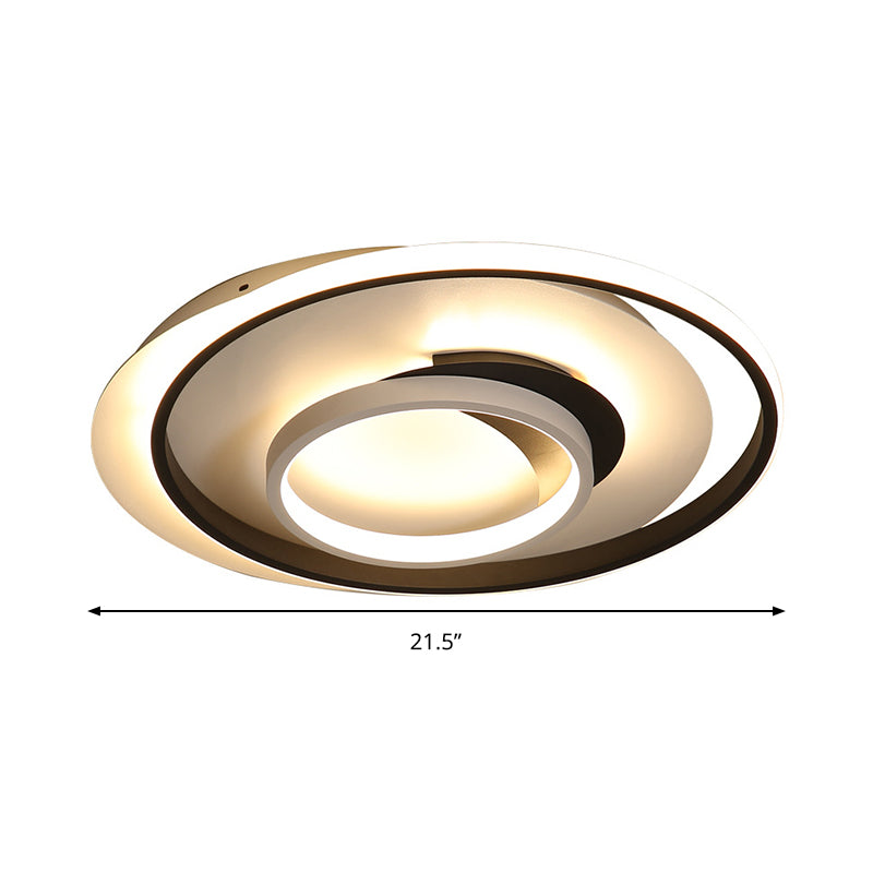 Apparecchio di illuminazione a soffitto moderno a incasso in acrilico rotondo da 18 "/21,5" con diametro a LED nero a luce calda/bianca