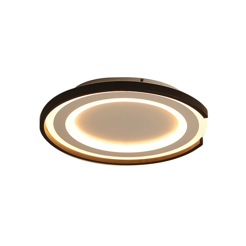 Lampada da incasso rotonda a soffitto semplice in metallo LED Nero/Bianco e nero Montaggio a incasso a soffitto per camera da letto in bianco caldo/bianco, diametro 16"/20,5"