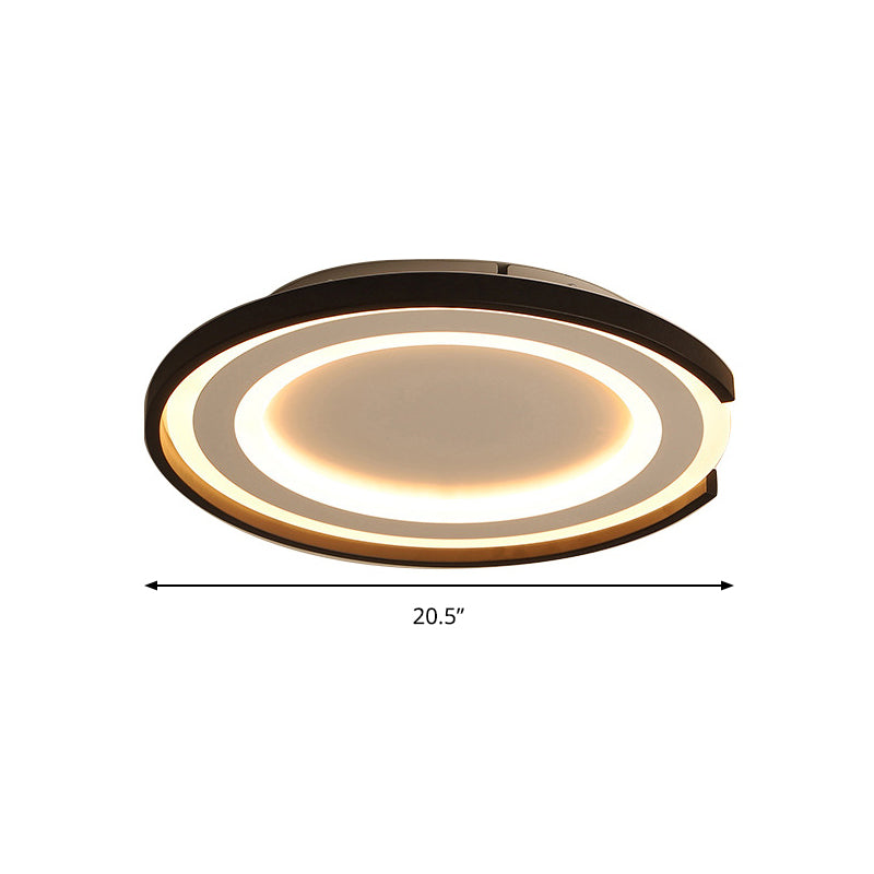 Ronde inbouwlamp, eenvoudig metaal LED zwart/zwart-wit slaapkamer plafond inbouw in warm/wit, 16"/20,5" diam.