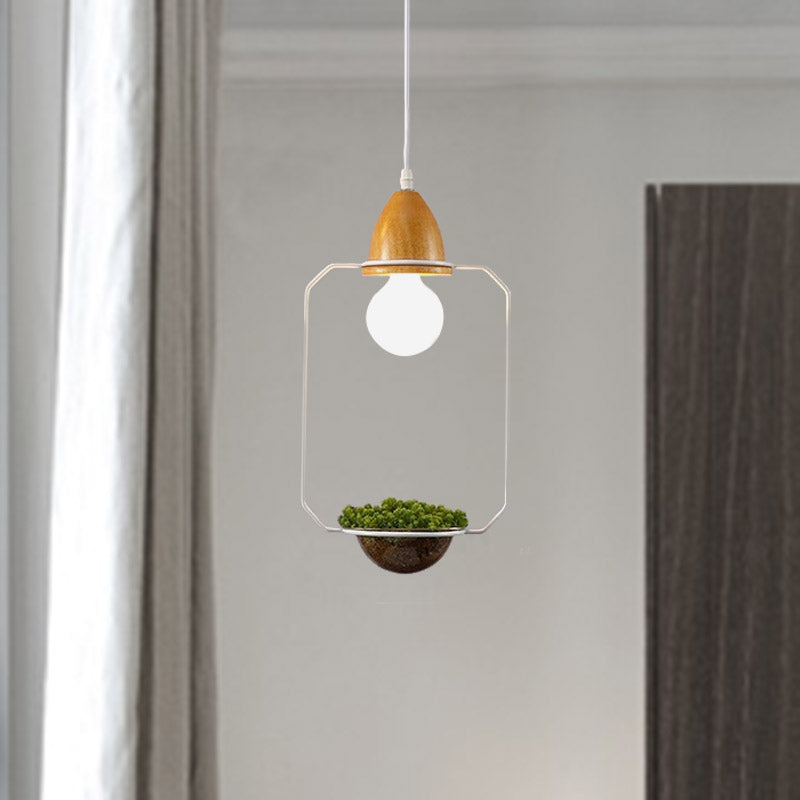 Zwart/wit 1 bol druppel hanger industrieel metalen ovaal/rechthoek/urn LED -plantenhangend plafondlicht voor restaurant