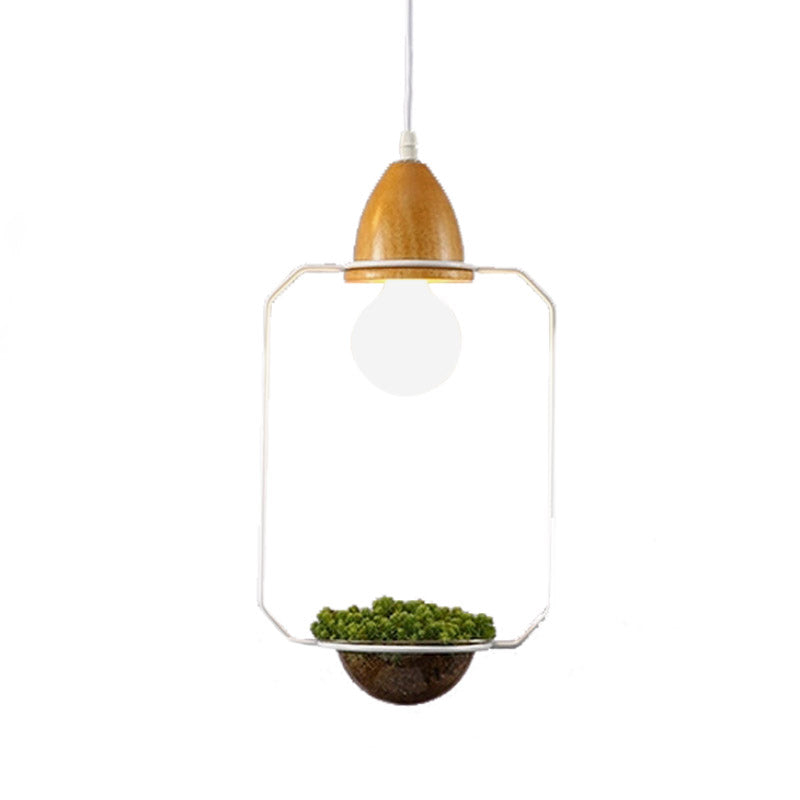 Zwart/wit 1 bol druppel hanger industrieel metalen ovaal/rechthoek/urn LED -plantenhangend plafondlicht voor restaurant