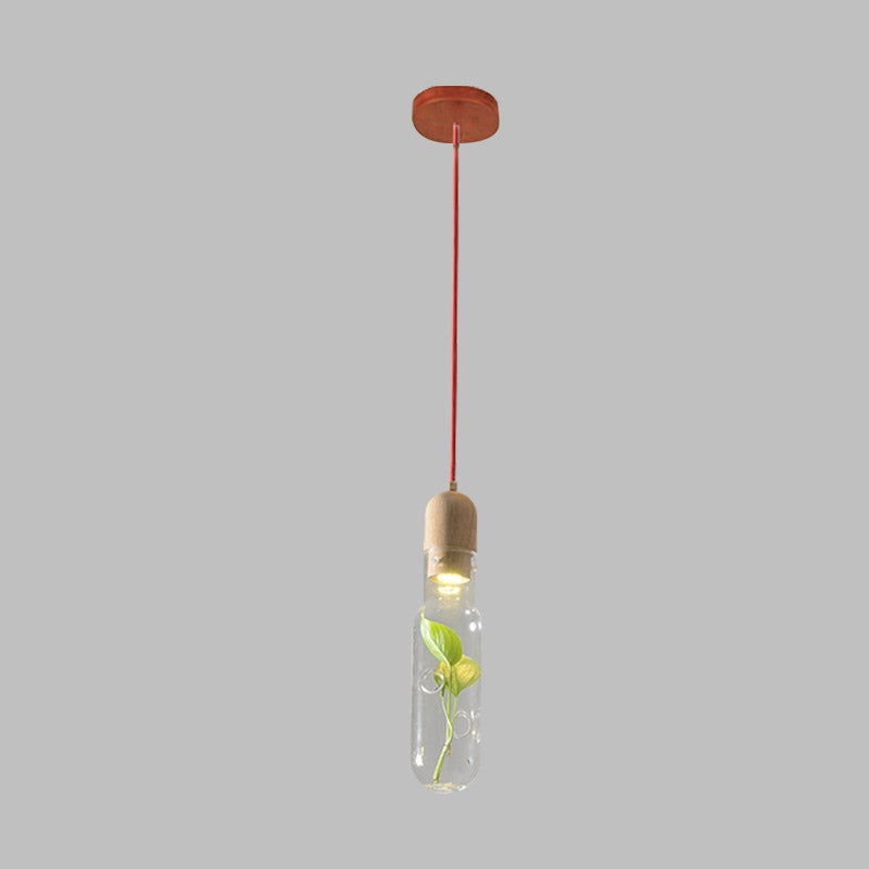 Beige Bottle Hanging Lamp Antique Clear Glass 1 Bulb Restaurant LED Suspension Pendant