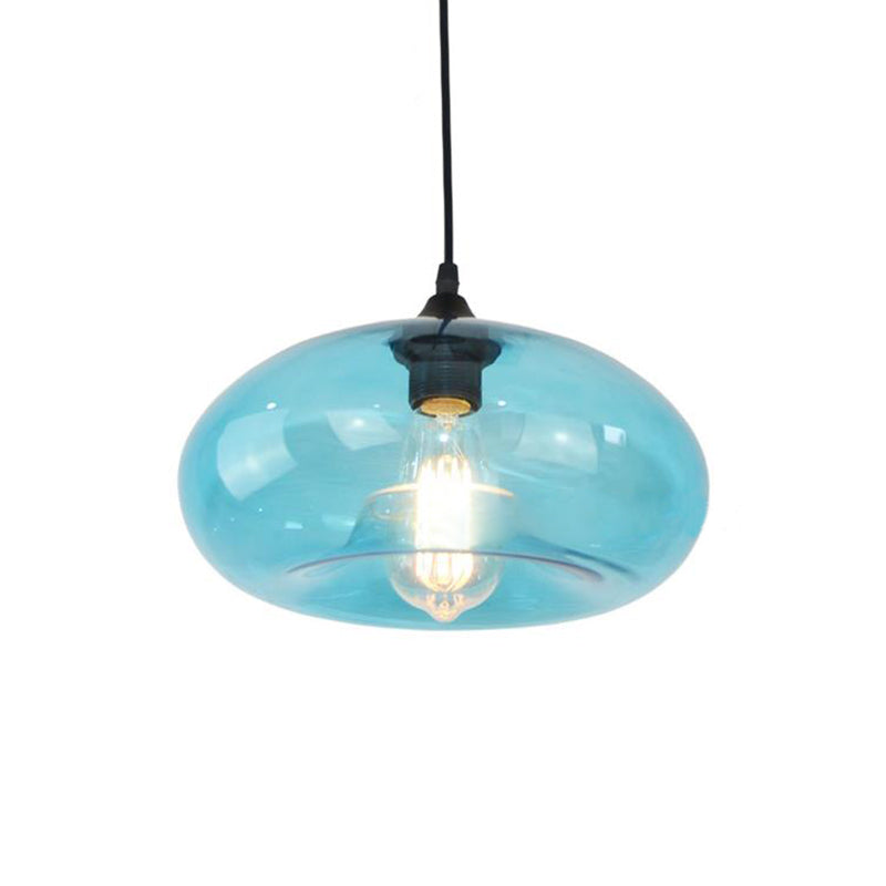 Donut Blue Glass Pendant Lighting Modernism 1 Head Living Room Hanging Lamp