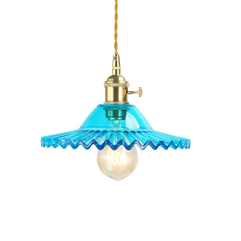 1 Éclairage léger suspension industrielle feston de nuance bleu Prismatic Glass Pendant Lamp Fixture