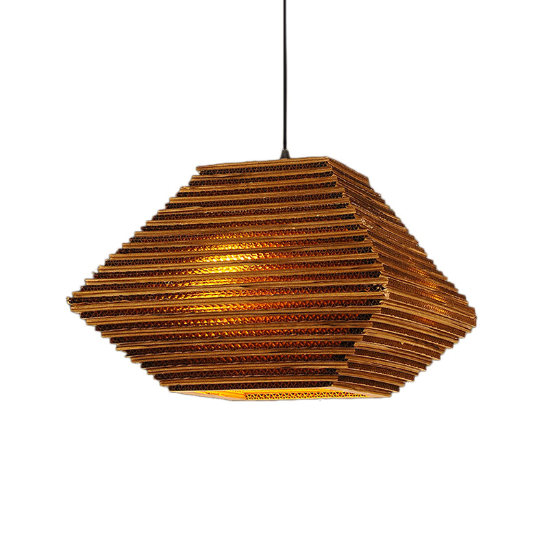 Brown Honeycomb Pendant Lighting Vintage Recycled Cardboard 1 Head Bar Hanging Lamp