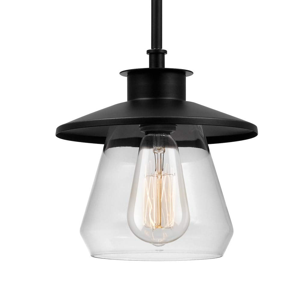 Jar barattolo illuminazione appesa Metal antico 1 Light Pendant Lampada a sospensione con sfumatura in vetro trasparente