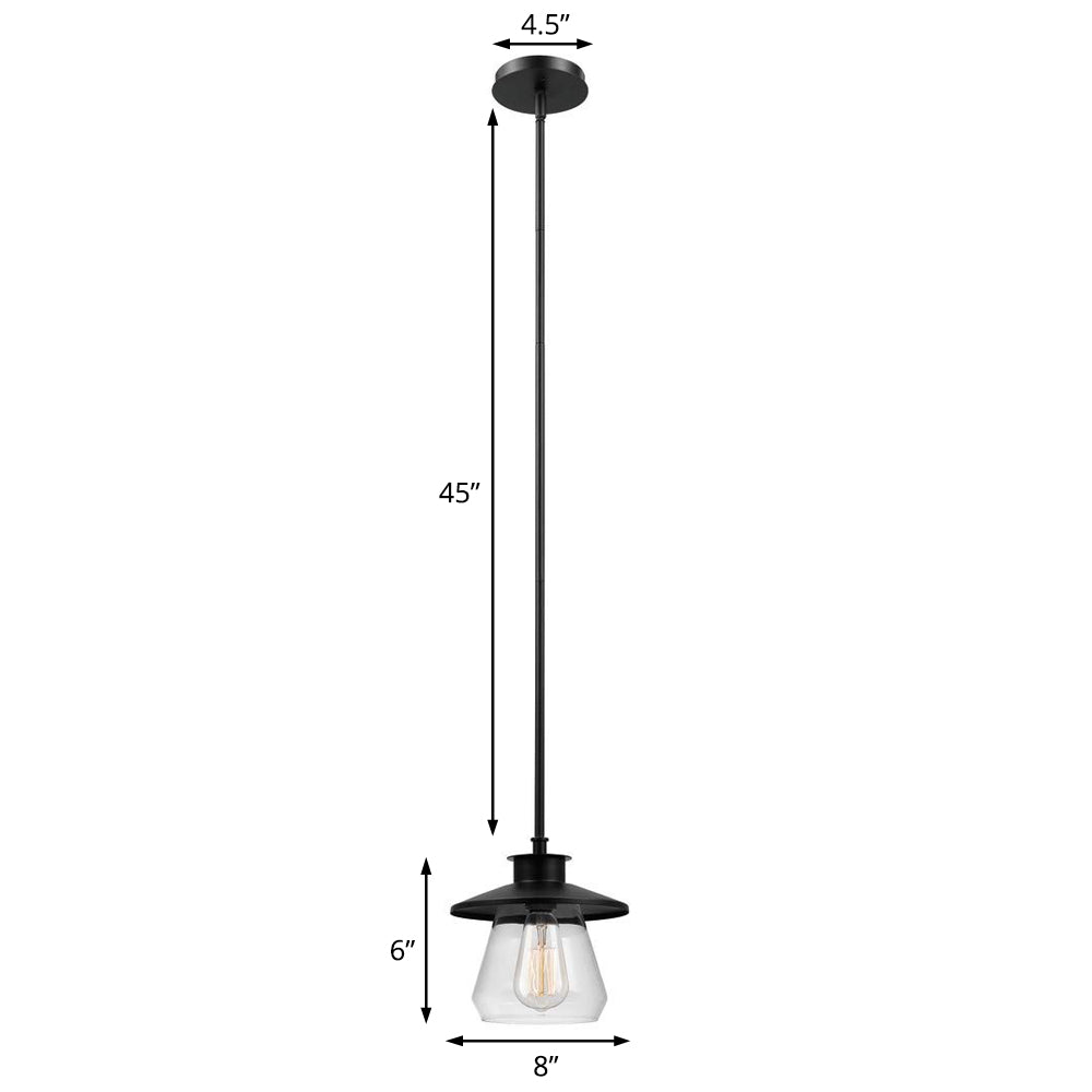 Jar barattolo illuminazione appesa Metal antico 1 Light Pendant Lampada a sospensione con sfumatura in vetro trasparente