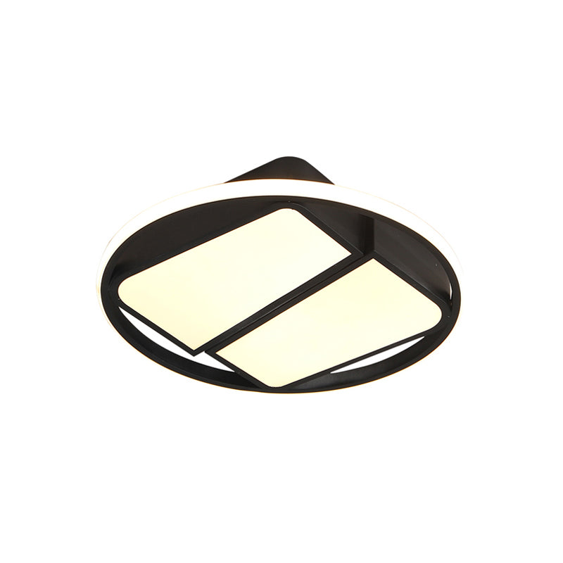 Lampada da soffitto trapezoidale a 2 luci moderna in metallo nero/bianco LED da 16"/19,5" ampia lampada da incasso per camera da letto con luce calda/bianca