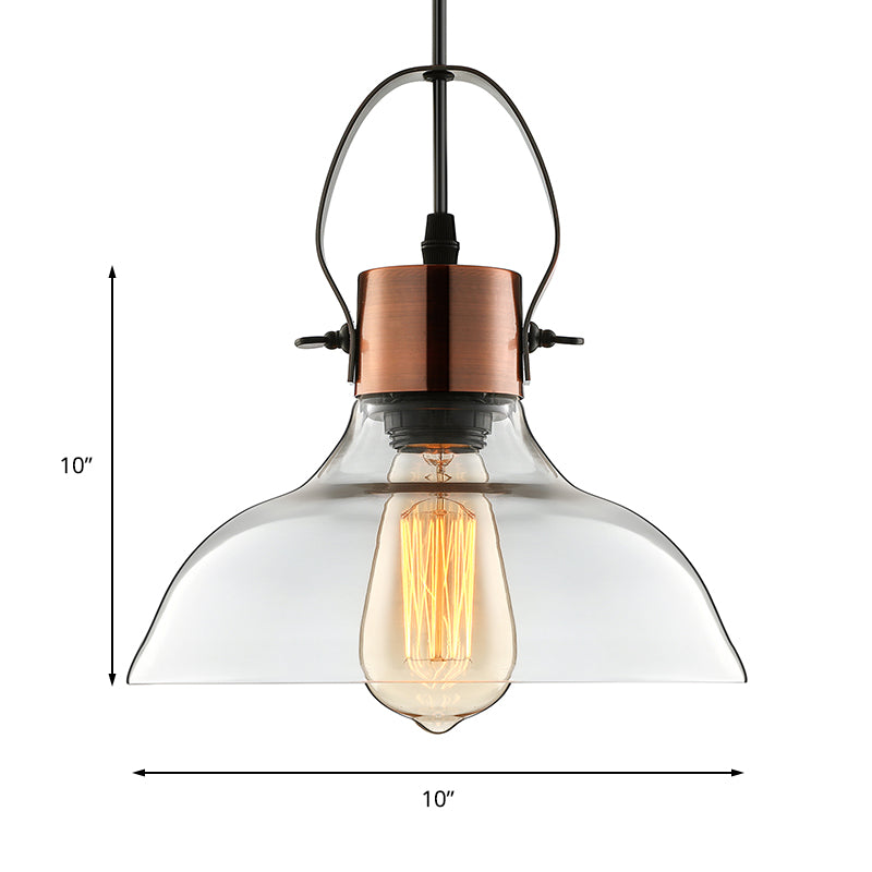 Copper Dome Ceiling Light Industrial Clear Glass 1 Light Dining Room Pendant Lighting Fixture