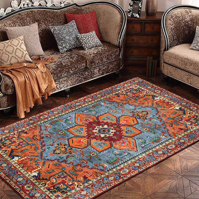 Retro Medallion Match Tapis Persian Rug Polyester Machine Washable Anip Area Spare pour chambre à coucher