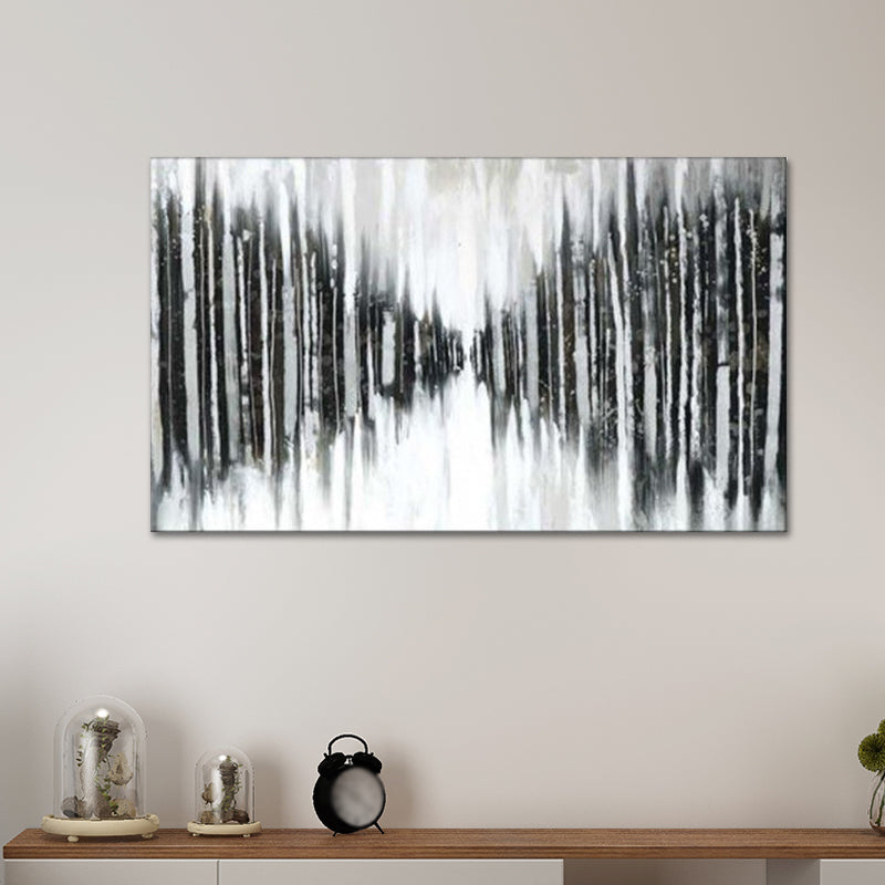 Perspective Drawing Canvas Modern Imaginative Abstract Wall Art in Black-Grey