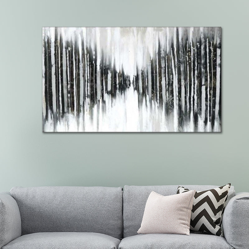 Perspective Drawing Canvas Modern Imaginative Abstract Wall Art in Black-Grey