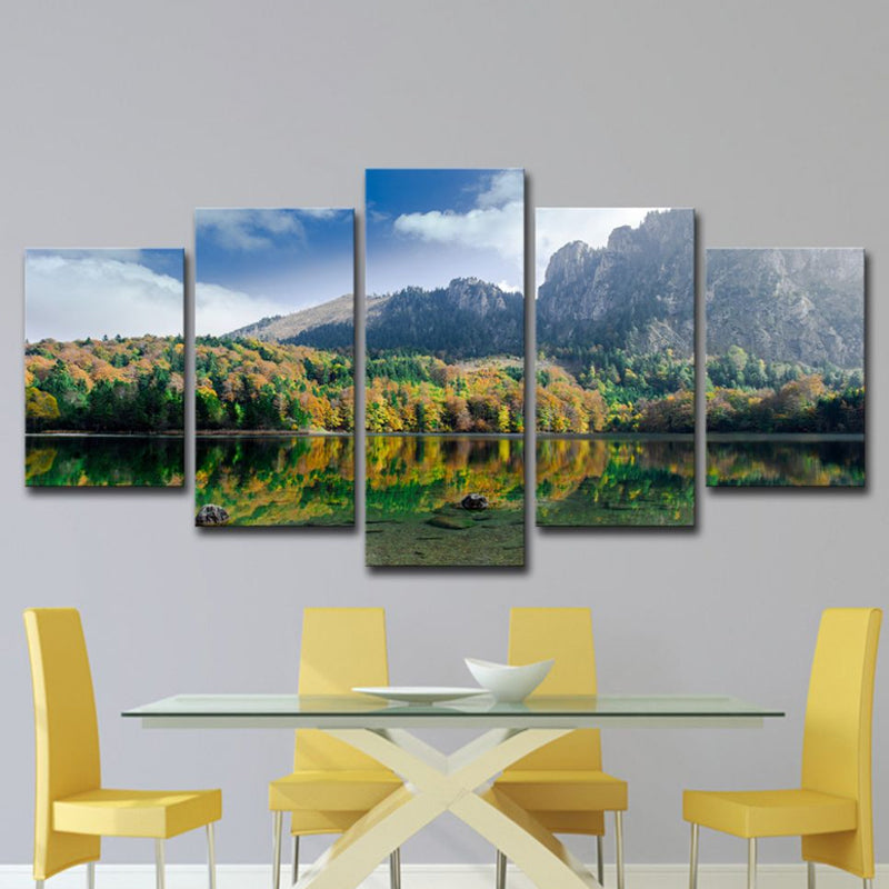 Austria Natural Landscape Wall Decor Dark Green Modern Canvas Wall Art for House