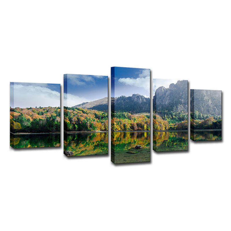 Austria Natural Landscape Wall Decor Dark Green Modern Canvas Wall Art for House