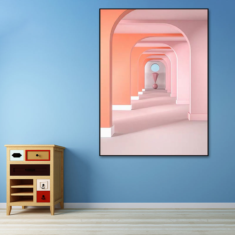 Pastel Color Architecture Wall Art Abstract Modern Style Textured Wrapped Canvas