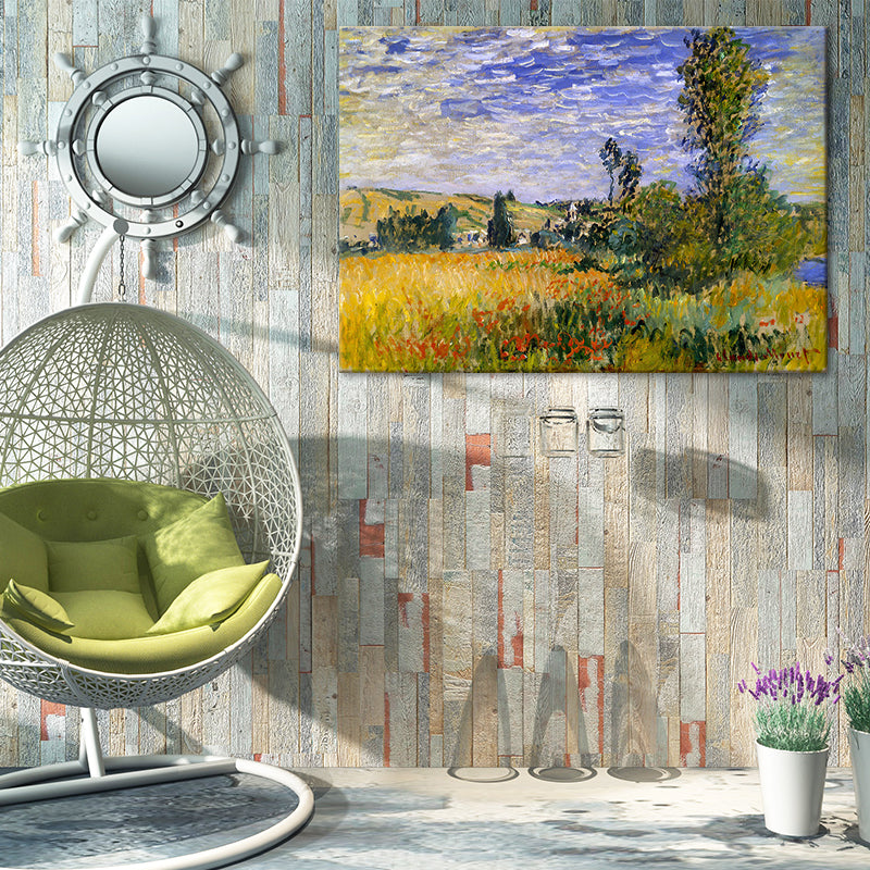 Pastel Color Outskirt Scenery Painting Textured Surface Wall Art for Bedroom