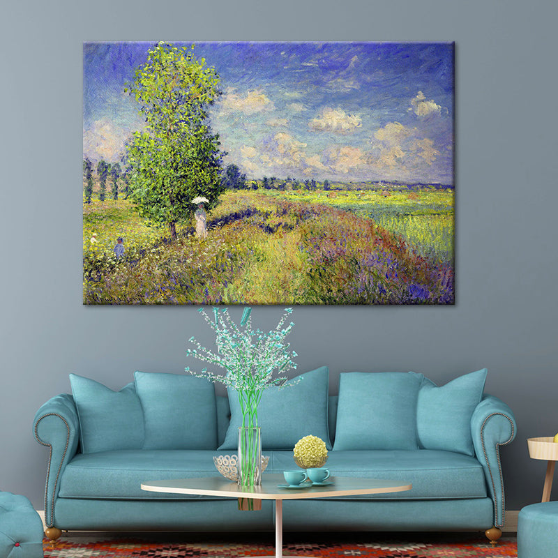 Pastel Color Outskirt Scenery Painting Textured Surface Wall Art for Bedroom