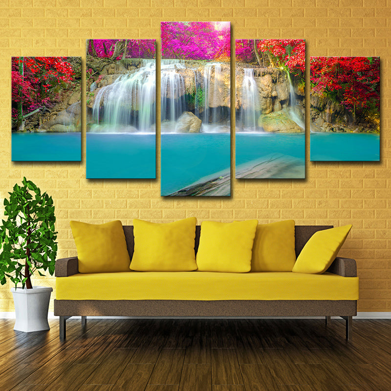 Cascade with Flower Blossom Canvas Modern Multi-Piece Girls Bedroom Wall Art Decor