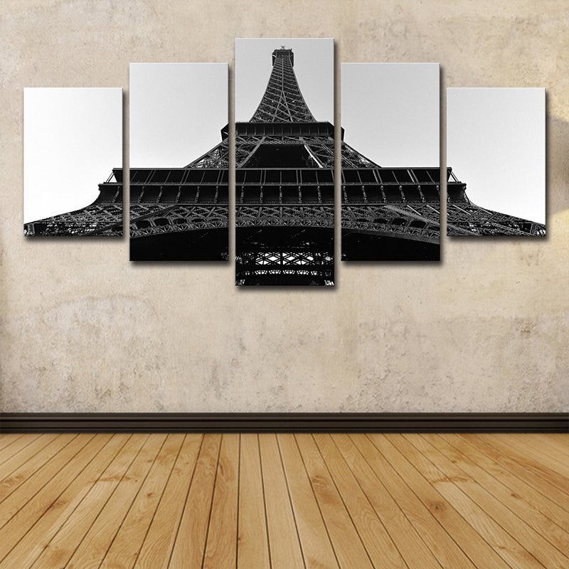 Eiffel Tower Front View Canvas Global Inspired Multi-Piece Wall Art Print in Black